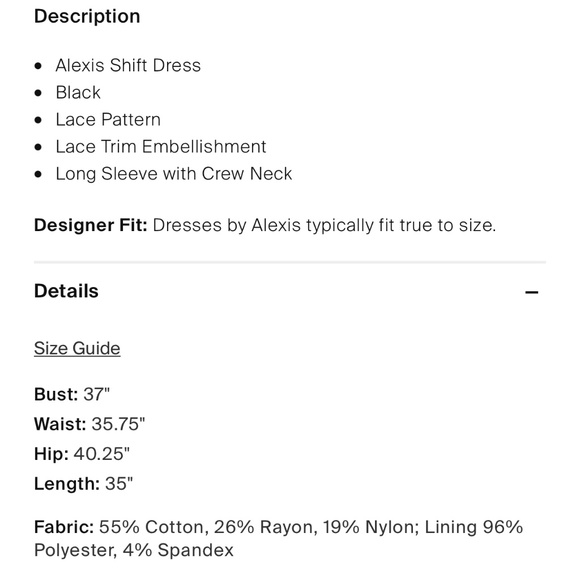 Alexis Shift Dress Sz Large NEW w Tags “Knockoff” of Valentino Guipure Dress - Picture 4 of 5